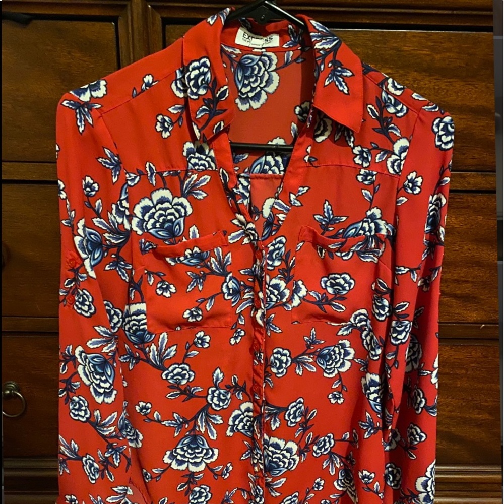 Red Floral Blouse